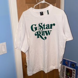 G STAR WHITE AND GREEN T SHIRT